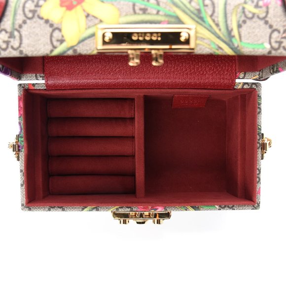 HOST PICK 🎁🎉Gucci GG Supreme Flora Padlock Jewelry Case Bag NEW WITH DUSTBAG - Picture 8 of 12